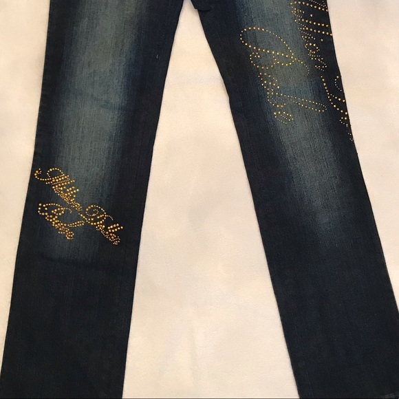 Unique Million dollar babe rhinestone & metal stud embellished blue jeans Money - Picture 3 of 16